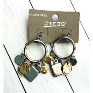 NEW NWT Chico's Charm Earrings Silver Gold Boho Dangle $16.95 Retail